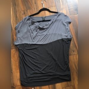 Ann Taylor Two-Tone Gray Dolman Sleeve Top, Size L